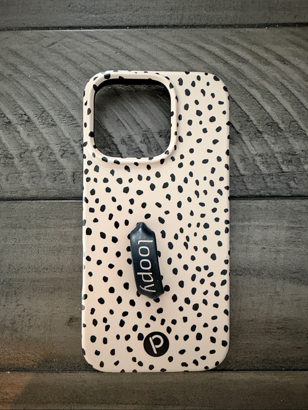 Loopy iPhone 16 pro polkadot phone case, righty